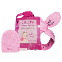 GLOV Bunny Together Set | Water-Only Makeup Removing Mitt With Correction Mitten And Bunny Ears Hairband