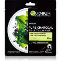 Garnier 'Pure Charcoal Black Purifying & Hydrating Pore-Tightening' Gesichtsmaske aus Gewebe - 28 g