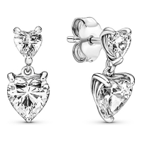 Pandora Boucles d'oreilles 'Double Heart Sparkling Stud' pour Femmes