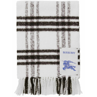 Burberry 'Check Pattern Fringed' Wool Scarf