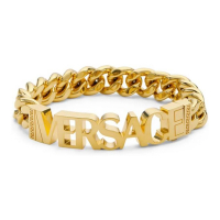 Versace Men's 'Logo-Lettering Polished-Finish' Bracelet