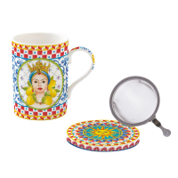 Easy Life High Quality Mug 350 ml With Lid And Metal Infuser In Colour Box Sicily