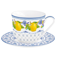 Easy Life Porcelain Breakfast Cup & Saucer 370 ml In Color Box Positano