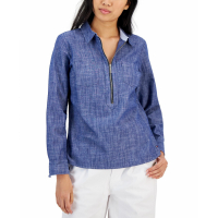 Tommy Hilfiger Women's 'Half-Zip Roll-Tab' Shirt