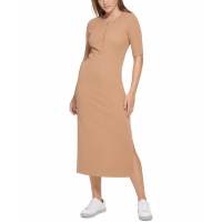 Calvin Klein Jeans 'Henley Ankle Length Ballet Sleeve' Maxi Kleid für Damen