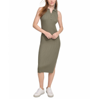 Calvin Klein Jeans 'Sleeveless Ribbed Polo' Midi Kleid für Damen