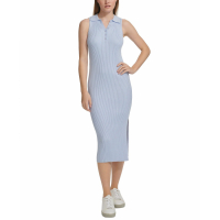 Calvin Klein Jeans 'Sleeveless Ribbed Polo' Midi Kleid für Damen
