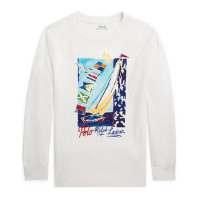 Polo Ralph Lauren 'Sailboat Print Cotton Graphic' Langärmeliges T-Shirt für großes Jungen