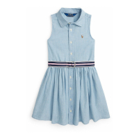 Polo Ralph Lauren 'Belted  Chambray' Hemdkleid für kleinkind & kleine Mädchen