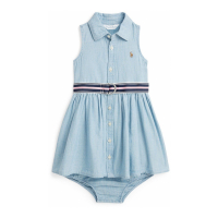 Polo Ralph Lauren Robe chemise 'Belted Chambray' pour Bébés filles
