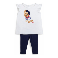 Polo Ralph Lauren 'Dog' T-shirt u. Leggings für Baby Mädchen