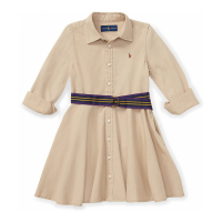 Polo Ralph Lauren Kids 'Belted Chino' Hemdkleid für Kleine Mädchen