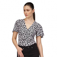 MICHAEL Michael Kors 'Short Sleeve V-Neck Floral Print Ruched Top' für Damen
