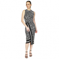 MICHAEL Michael Kors Women's 'Sleeveless Asymmetrical Border' Midi Dress