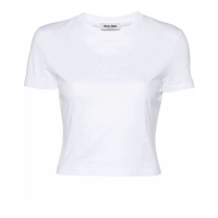 Miu Miu T-Shirt court 'Logo-Patch' pour Femmes