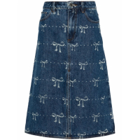 Self Portrait Women's 'Bow-Print' Denim Skirt