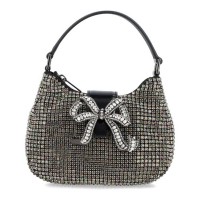 Self Portrait Women's 'Multi Rhinestone Crescent Micro' Top Handle Bag