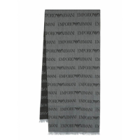 Emporio Armani Men's 'Monogram-Pattern Knitted' Wool Scarf