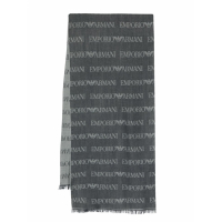 Emporio Armani Men's 'Monogram-Pattern Knitted' Wool Scarf