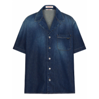 Valentino Chemise à manches courtes 'Denim Chambray Bowling' pour Hommes