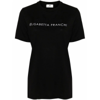 Elisabetta Franchi 'Rhinestones-Logo Jersey' T-Shirt für Damen