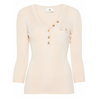 Elisabetta Franchi Top à manches 3/4 'Logo-Embroidered' pour Femmes