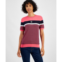 Tommy Hilfiger 'Cotton Colorblocked Short-Sleeve Sweater' pour Femmes