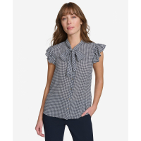 Tommy Hilfiger Women's Flutter-Sleeve Houndstooth Blouse