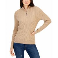 Tommy Hilfiger 'Cotton Quarter-Zip Cable-Knit Sweater' pour Femmes