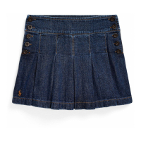 Polo Ralph Lauren 'Pleated Cotton Denim Skirt' pour Bambins & petites filles