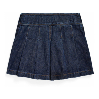 Polo Ralph Lauren 'Pleated Cotton Denim Skirt' pour Grandes filles