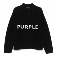 Purple Polo manches longues 'Logo-Lettering' pour Hommes