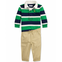 Polo Ralph Lauren 'Cotton Striped Rugby Shirt & Jogger Pants, 2 Piece Set' pour Bébés garçons