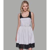 Karl Lagerfeld Paris Women's 'Sleeveless Colorblock Belted Fit & Flare Mini Dress'