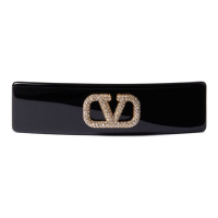 Valentino Garavani Barrette à cheveux 'Vlogo Signature Crystal-Embellished' pour Femmes