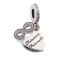 Pandora Charm 'Forever Friends Heart Dangle With Clear Cubic' pour Femmes