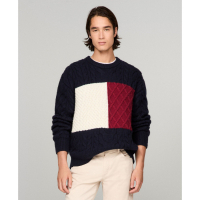 Tommy Hilfiger 'Cable Knit Crewneck Pullover Long Sleeve Flag Sweater' pour Hommes