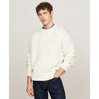 Tommy Hilfiger 'Cable Knit Crewneck Pullover Long Sleeve Flag Sweater' pour Hommes