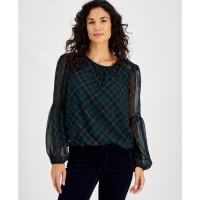 Tommy Hilfiger 'Metallic-Print Sheer-Sleeve Blouse' pour Femmes