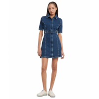 Tommy Jeans 'Zip-Front Short-Sleeve Denim Dress' pour Femmes