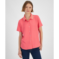 Tommy Hilfiger 'Contrast-Collar Short-Sleeve Shirt' pour Femmes