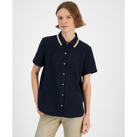 Tommy Hilfiger 'Contrast-Collar Short-Sleeve Shirt' pour Femmes