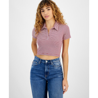 Tommy Jeans 'Striped Short-Sleeve Cropped Polo Shirt' pour Femmes