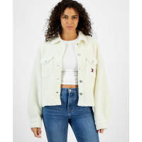 Tommy Jeans 'Teddy Logo Badge Button-Front Overshirt' pour Femmes