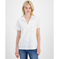 Tommy Hilfiger 'Lace-Front Short-Sleeve Shirt' pour Femmes