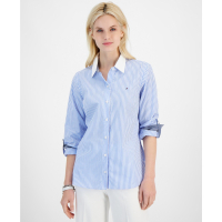 Tommy Hilfiger 'Cotton Bengal-Stripe Roll-Tab Shirt' pour Femmes