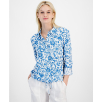 Tommy Hilfiger 'Printed Roll-Tab-Sleeve Popover Shirt' pour Femmes