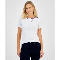 Tommy Hilfiger 'Bow Neck Cotton T-Shirt' pour Femmes