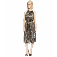 Michael Kors Women's 'Animal-Print Pleated' Midi Dress