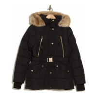 Michael Kors Veste matelassée 'Faux Fur Trim Hooded Belted' pour Femmes